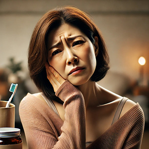 구강 위생 상태가 불결하여 건강 문제를 나타낼 수 있습니다